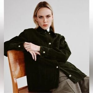 Zara Corduroy Green Jacket NWOT